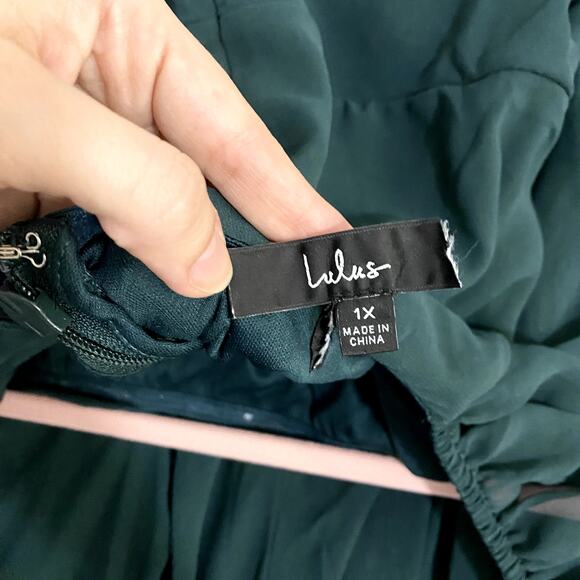 NWOT Lulus Feel the Romance Emerald Green Off-the-Shoulder Maxi Dress 1X - Picture 6 of 9